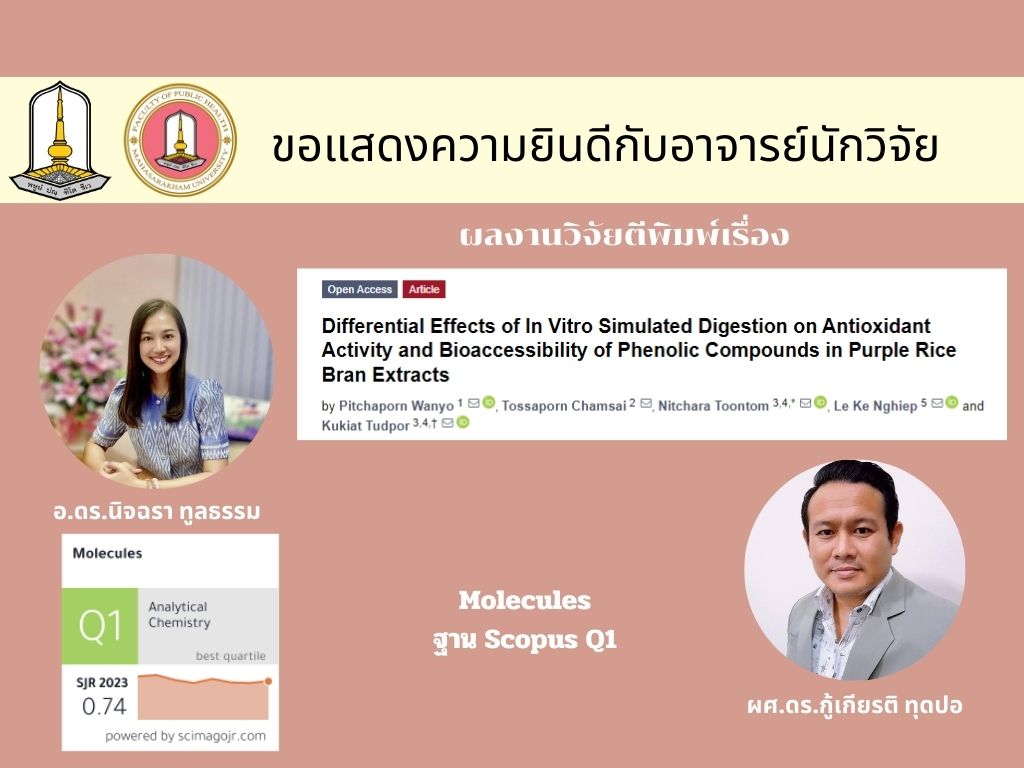 Title : Differential Effects of In Vitro Simulated Digestion on Antioxidant Activity and Bioaccessibility of Phenolic Compounds in Purple Rice Bran Extracts (Nitchara Toontom and KuKiat Tudpor)